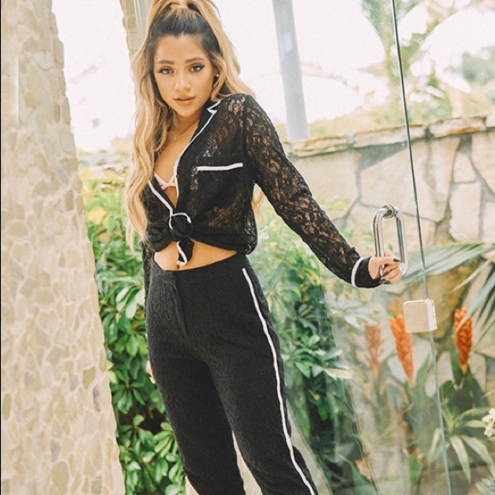 Niki and Gabi wet seal black blouse and pants